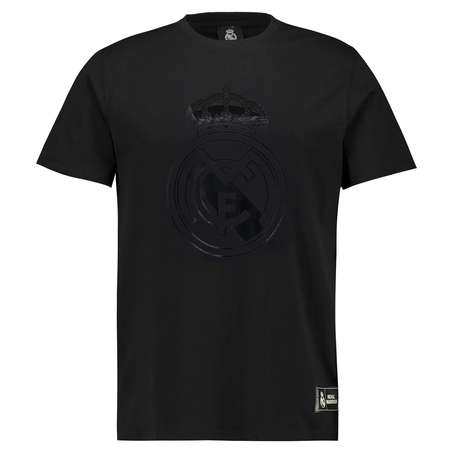 Hombre MBA Solutions Camiseta Hombre Blackout Escudo Negra Real Madrid