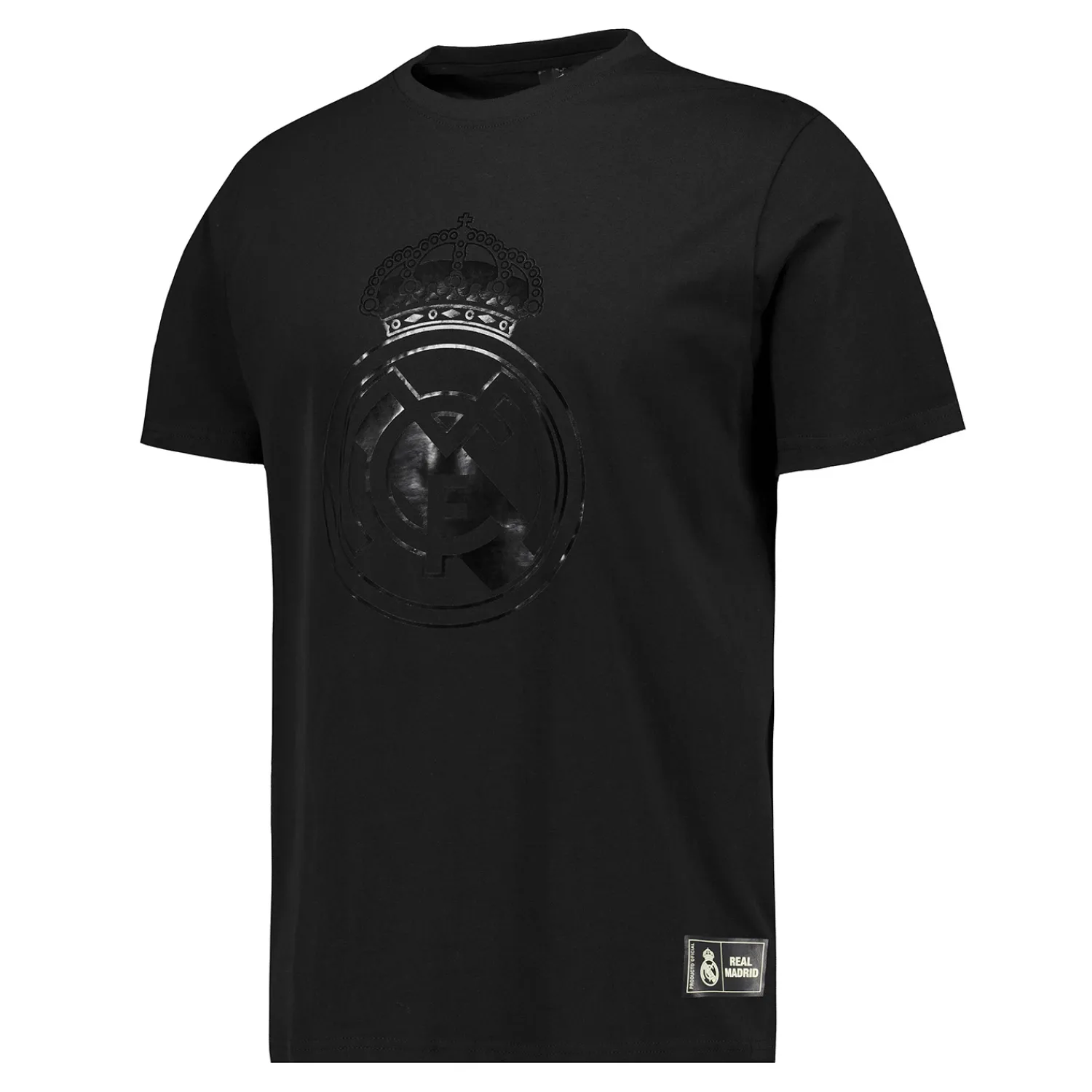 Hombre MBA Solutions Camiseta Hombre Blackout Escudo Negra Real Madrid