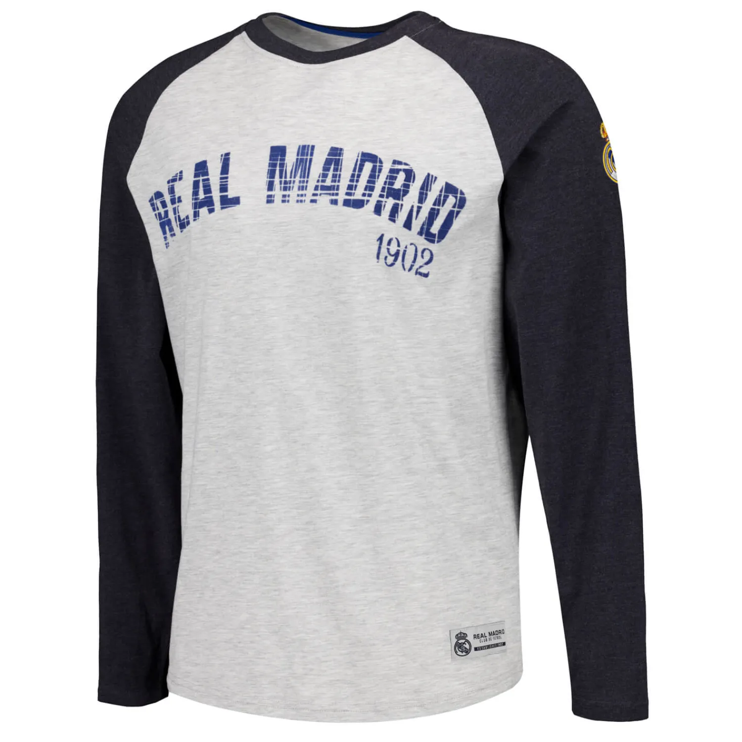 Hombre MBA Solutions Camiseta Manga Larga Hombre Baseball Gris Real Madrid