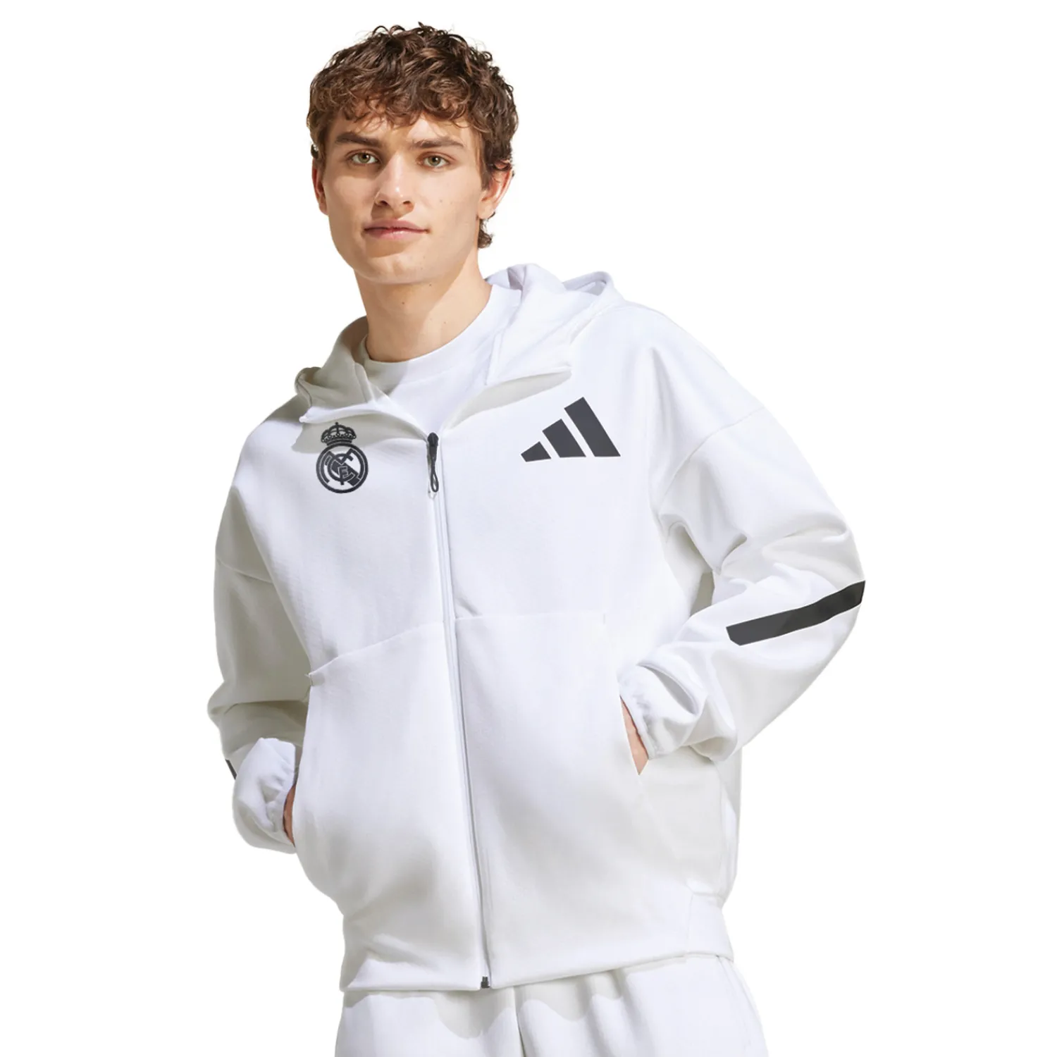 Hombre Adidas España, S.A.U Chaqueta Cremallera Hombre adidas Real Urban Blanca