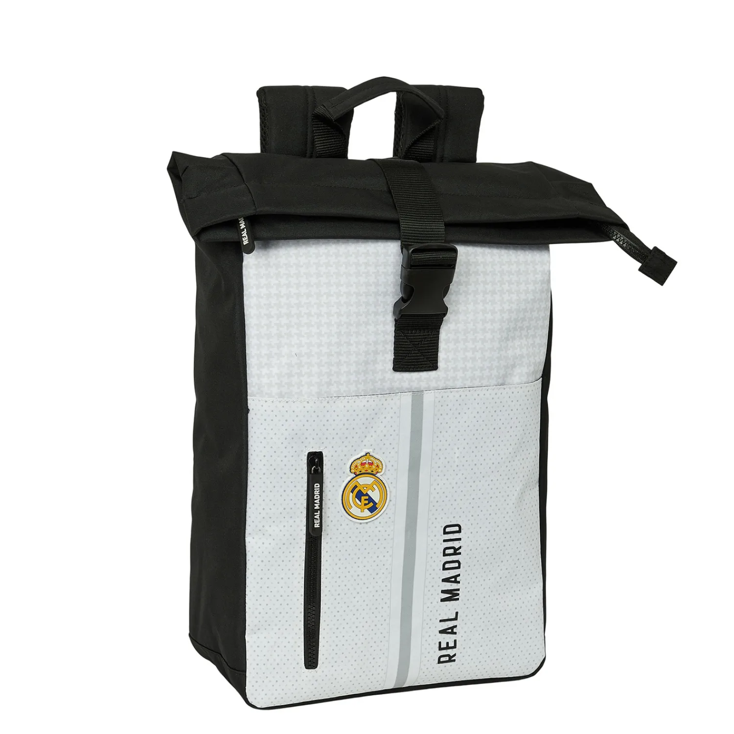 SAFTA S.A. Mochila Solapa Laptop 15,6´´ Blanca/Negra Real Madrid