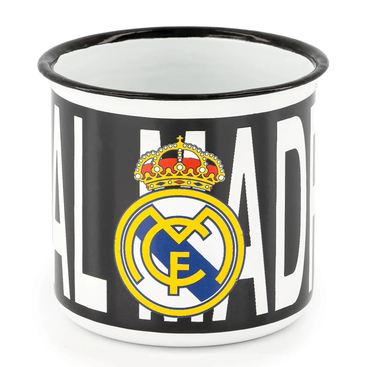 JLK Merchandising, S.L. Taza Metalica 350ml Blanca Escudo Real Madrid